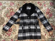 NEW Girls Youth Black White Wool Coat Madmozelle Size Medium