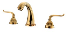 Gold Pvd Classic 3 Holes Widespread Bathroom Sink Mixer Faucet Lever Handles