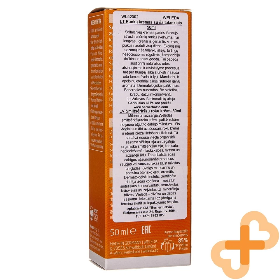 WELEDA Handcreme Mit Sanddorn Schnell Einziehend Für Trockene Haut 50 ml - Bild 3 von 4