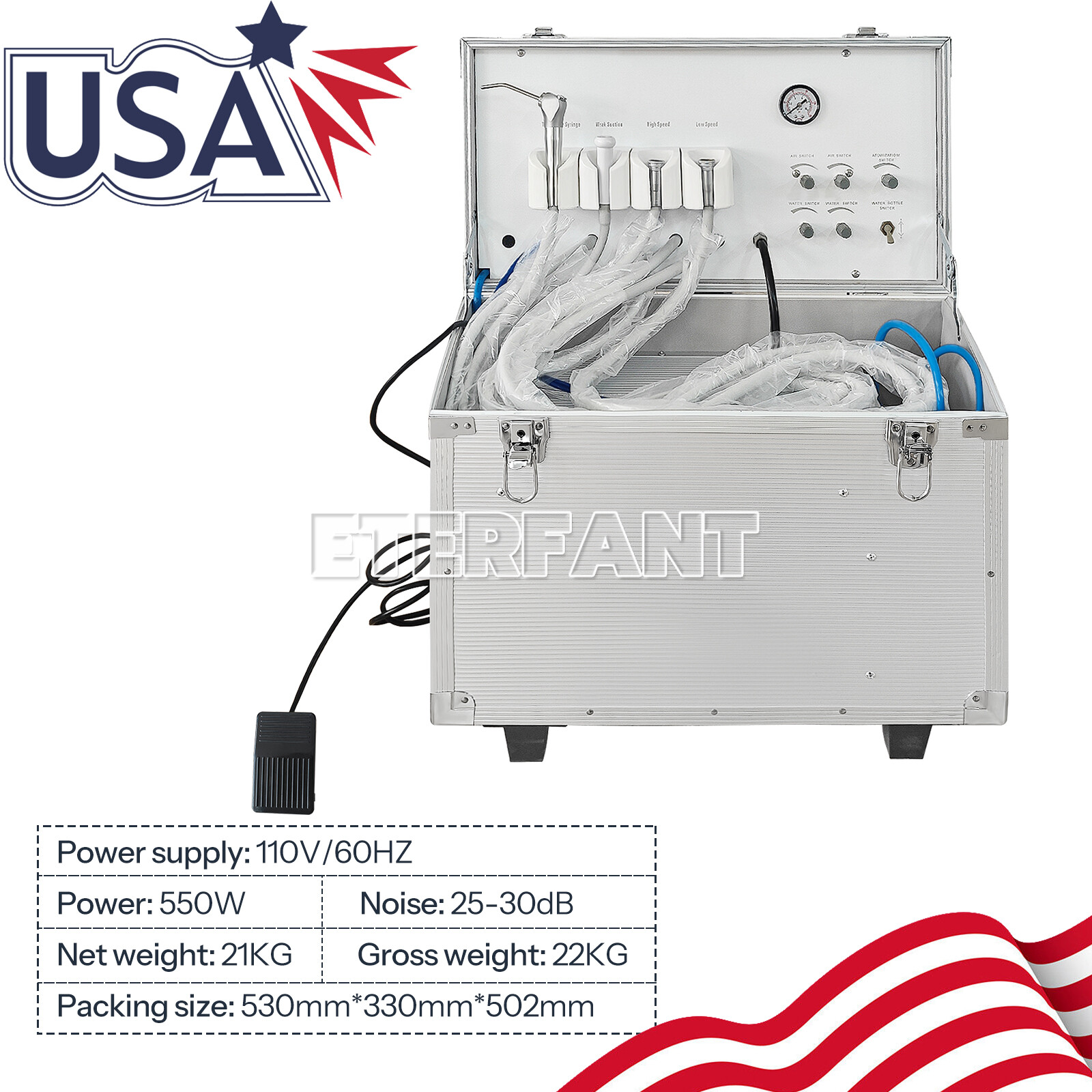 ETERFANT Dental Portable Delivery Unit Air Compressor Syring Suction System 4H