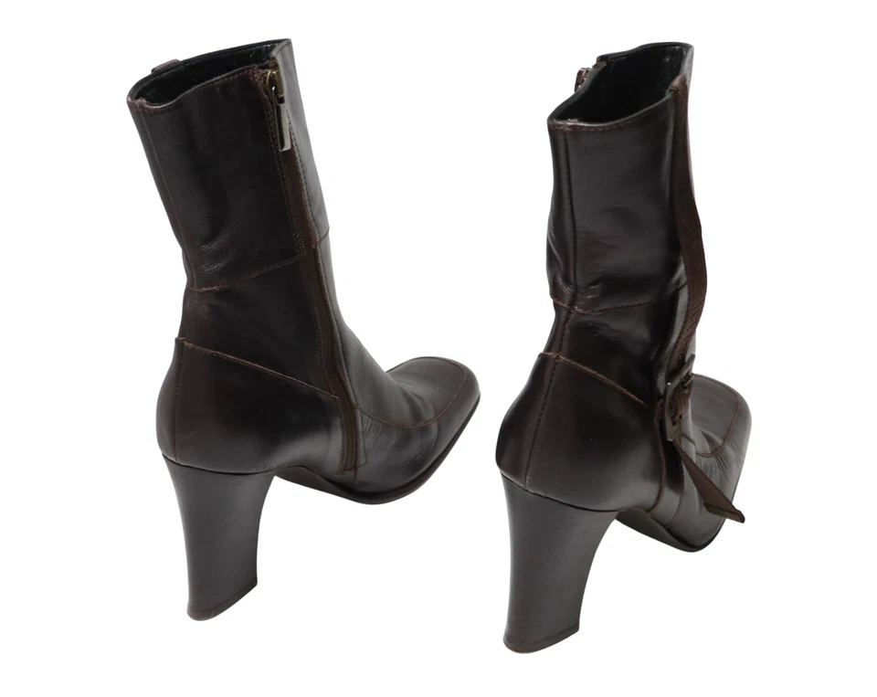 Joop Zapatos Mujer (Eu) 40 Cuero Marrón Corte Cinturón Cremallera Lateral Bloque - Imagen 2 de 4