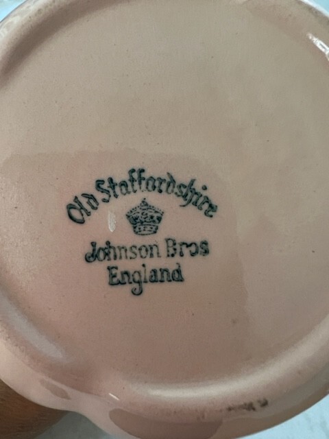 Vintage Johnson Brothers Old Staffordshire England Pink Ceramic