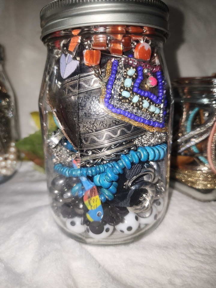 Jewelry Lot 27 Three Mystery Jewelry Jars, Lots of fun pieces