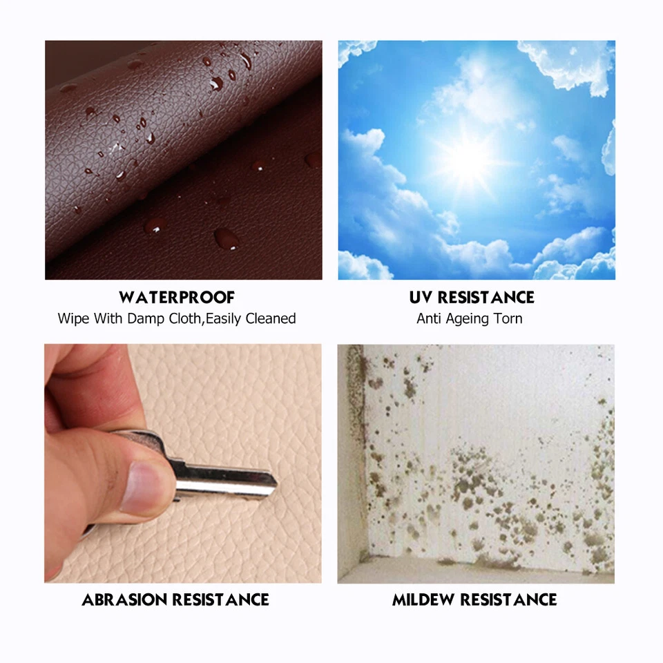 Waterproof Vinyl Faux Synthetic Leather Fabric Mildew Resist Replace By The Yard - Image 4 of 4