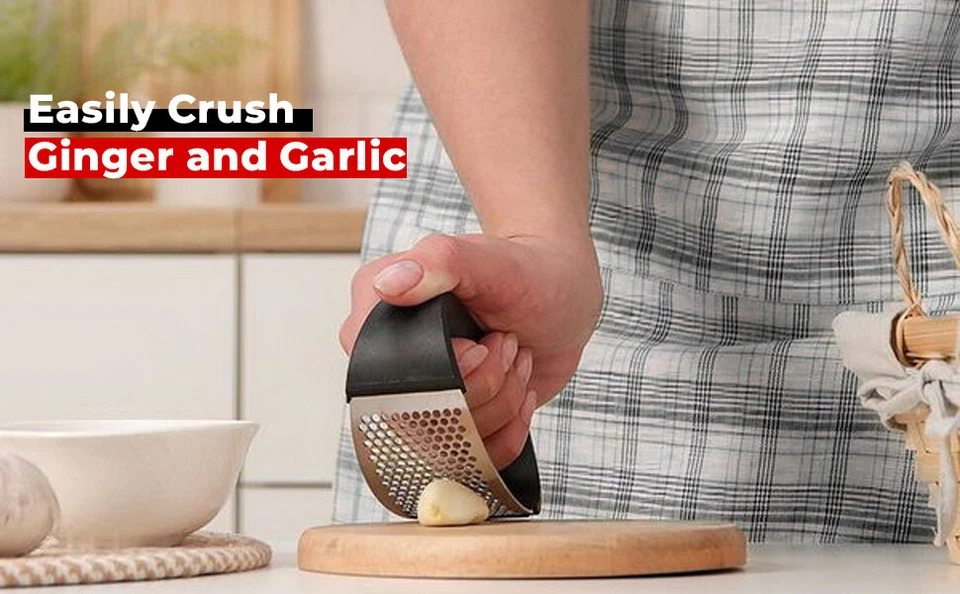 AEX Stainless Steel Garlic Press Crusher Mincer Squeezer Kitchen Manual Tool - Image 2 of 4