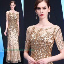 NEW Evening Formal Party Ball Gown Prom Bridesmaid Host Sequins Fishtail Dress