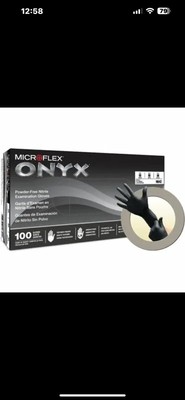 Microflex N642 Onyx Medium Disposable Nitrile Black Gloves - 5.1mil Thick