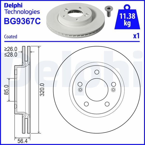 2X Delphi BG9367C Bremsscheibe FüR Ssangyong-image