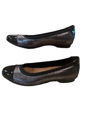Clark's NEENAH GARDEN Cap Toe Ballet Flats 32503 GUNMETAL