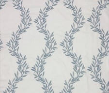 BALLARD DESIGNS SYLVIA BLUE EMBROIDERED LEAF VINE MULTIUSE FABRIC BY YARD 50"W
