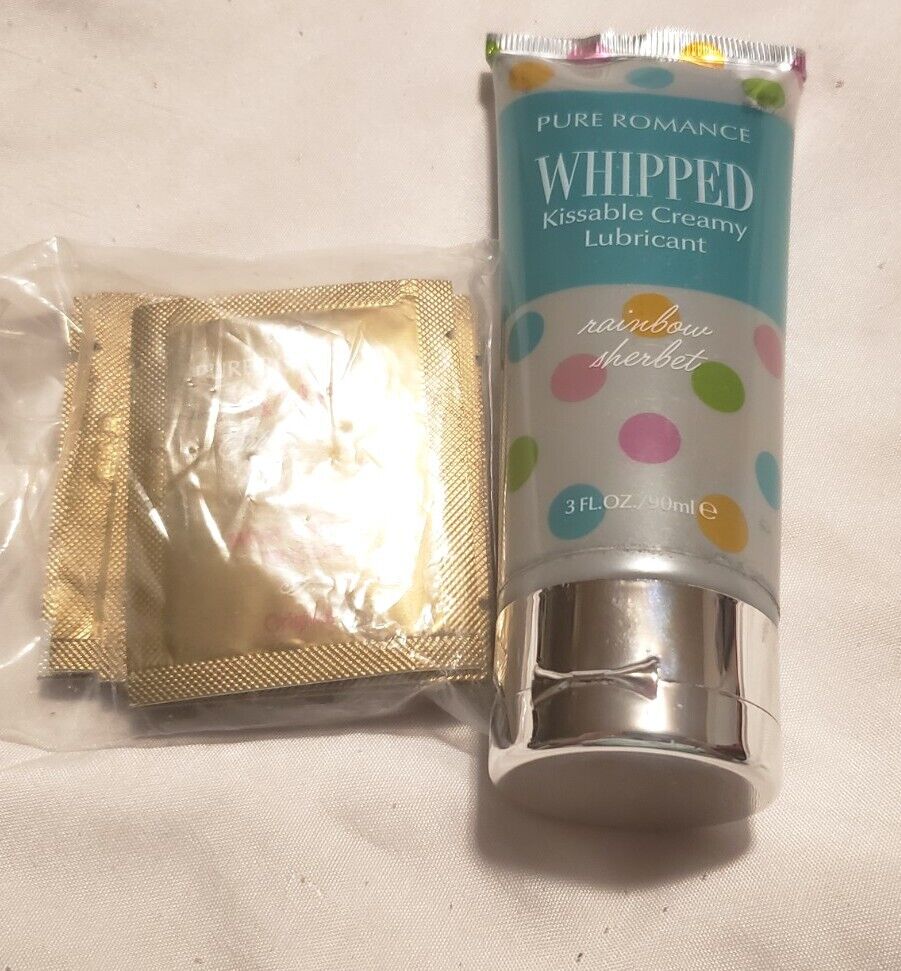 Pure Romance Rainbow Sherbet Whipped and AMP sample pack