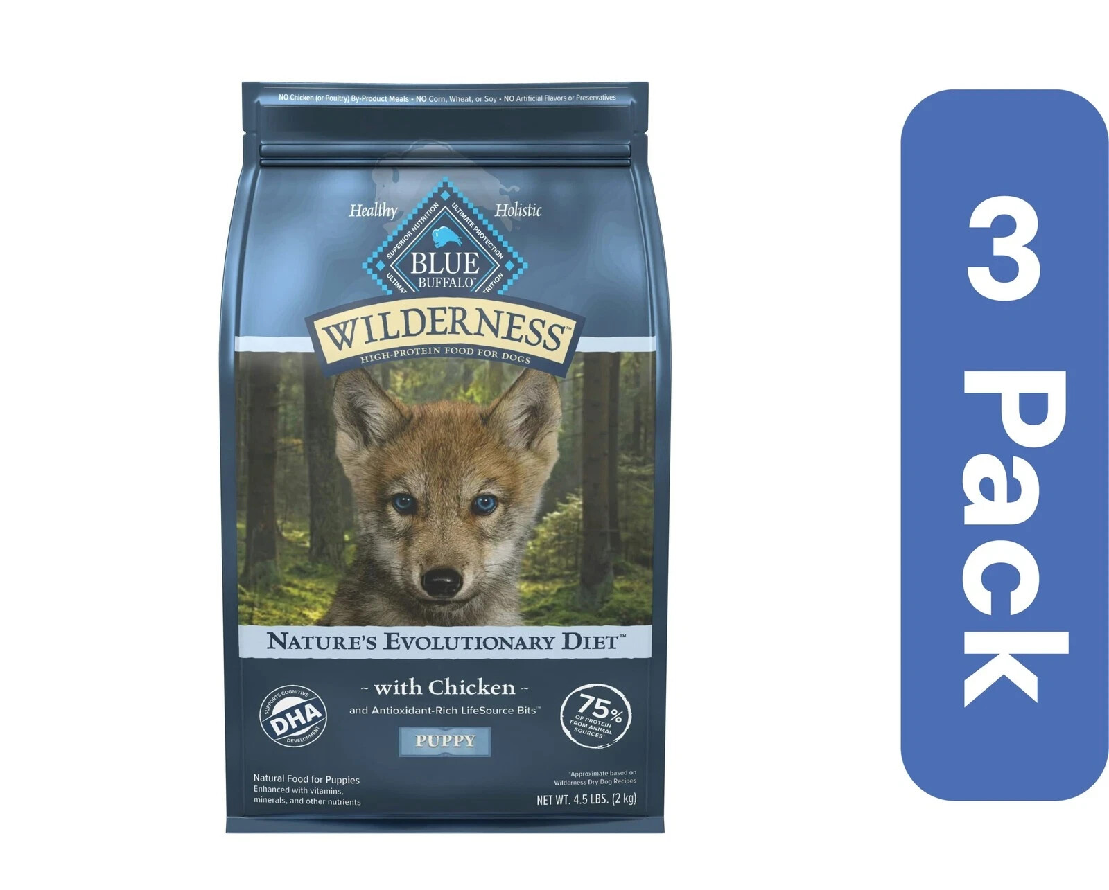 Puppy Chicken Wilderness 4.5 Lb (pack Of 3)