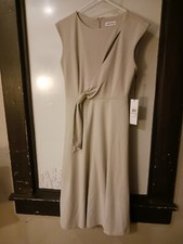 CALVIN KLEIN Womens Ivory Lined Sleeveless Midi Fit  Flare Dress 2