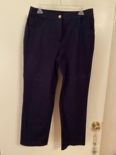 St. John Sport Navy Blue Classic Pants Size 10 Gold Buttons