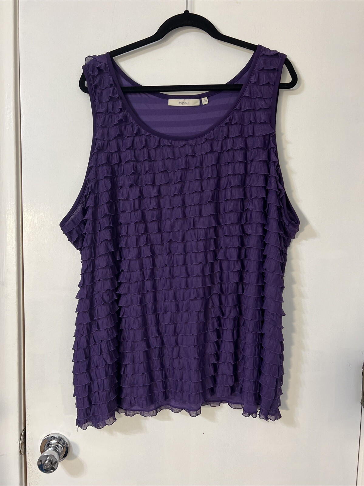 FILA CAMICIA SEJOUR donna PLUS 3X VIOLA MASSICCIO FILE DI VOLANT SENZA MANICHE