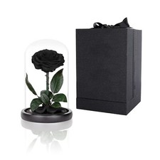 Preserved Roses Black Roses in Glass Dome, Medium, Real Rose That Last 2 to 3...