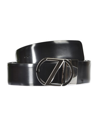 Zegna Belt DOUBLE FACE Leather ITALY Man Black BSPOX19324 NER Sz.95 MAKE OFFER