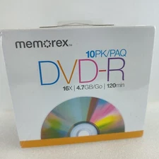 NEW Memorex 10-PACK DVD-R  Recordable Discs 16X 4.7GB 120Min SEALED