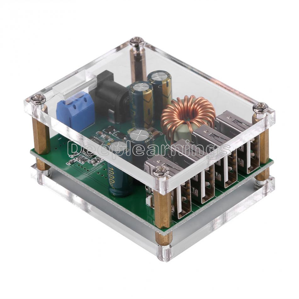 DC-DC Buck Converter 7-60V To 5V 5A – 4 USB Output – With Case – 12V/24V Step Down