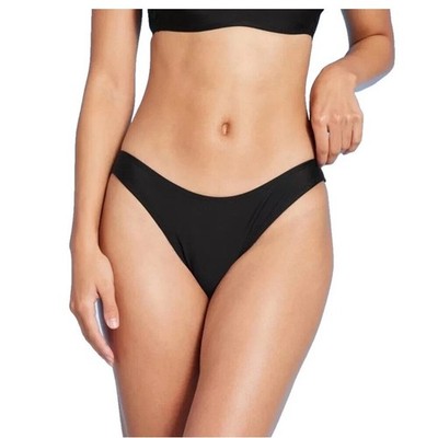 Wild Fable XXS (000) Low Rise High Leg Ultra Cheeky Bikini Swim Bottom Black