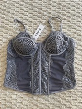 NWT Chrishell Garage Bustier Lace Mesh Boning Corset Size M
