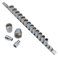 1/2"dr Shallow Metric Sockets with Storage Rail 17pc Set TE052
