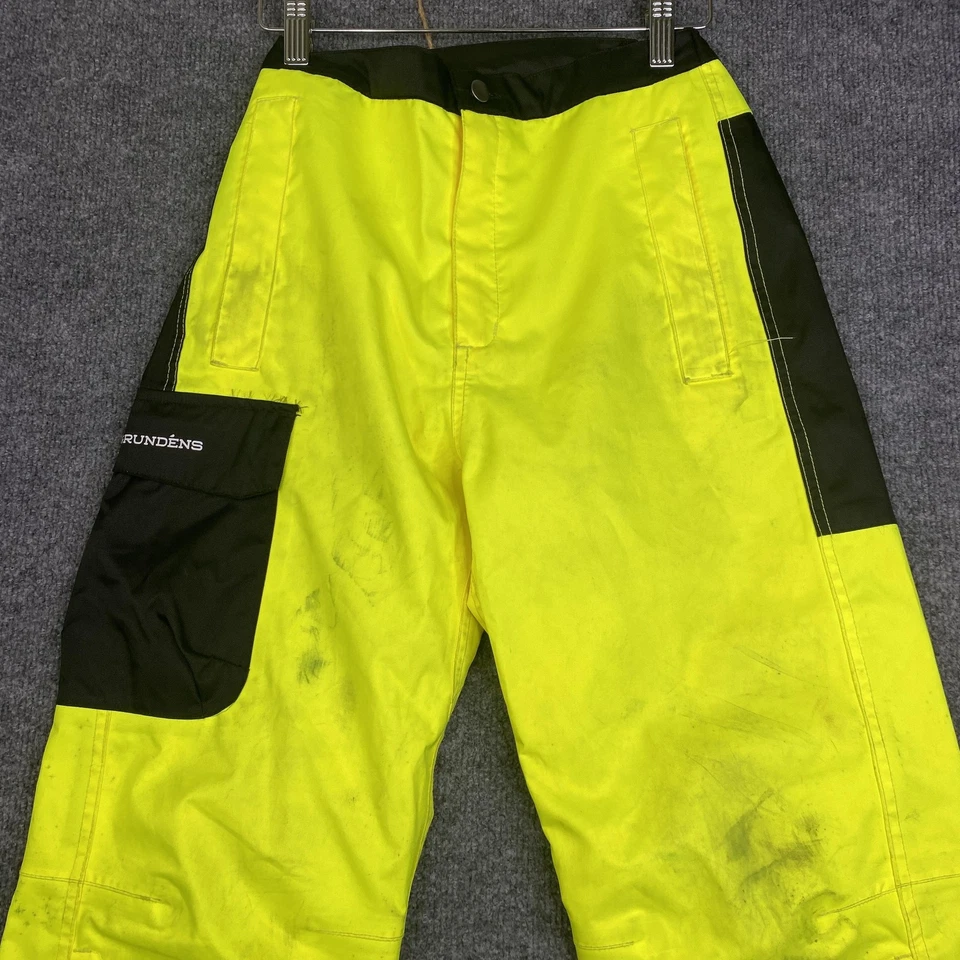 Grundens Rain Pants Youth 10YRS Hi-Vis Yellow Waterproof Reflective Workwear - Image 2 of 4
