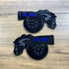 Turbo Badges Emblem Dark Blue Eye for mustang 2.3L , 2 Badges, Fender Angry