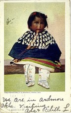 Carte postale ancienne fille amérindienne 1908 ~ F.A. RINEHART Omaha Nebraska
