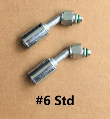 A/C  Crimp on Beadlock Fittings O-rings Female Nut 45 Degree #6 Std  2pcs