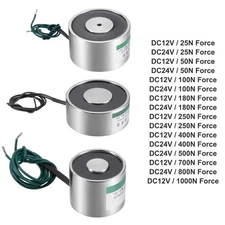DC 12V/24V 25-1000N Force Sucking Disc Solenoid Lift Holding Electromagnet