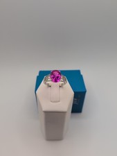 Beautiful BBJ Pink Sapphire Rhodium Over Sterling Silver Ring Size 10