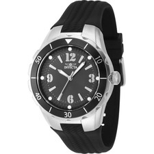 Invicta Women's Watch Angel Quartz Silver Case Charcoal Dial Black Strap 48849