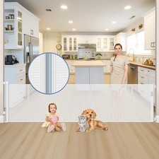 Extra Wide Retractable Baby Gates 120 Inch White Safety Baby Gate