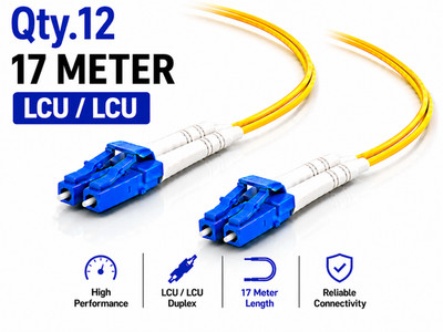 (12) 17 Meter LC/UPC - LC/UPC Duplex Fiber Patch Jumper OS2 SMF Singlemode Cable