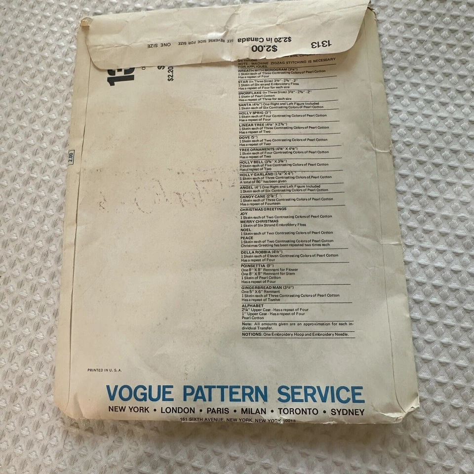 Vogue Vintage Needlepoint Patterns Santa Pack II #1313 Christmas Motifs Applique - Image 2 of 4