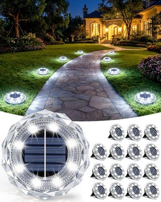 KALAHOL 16er Pack Solarleuchten Außen Garten, 8 LEDs 8,6*10,1cm, kaltweiß 