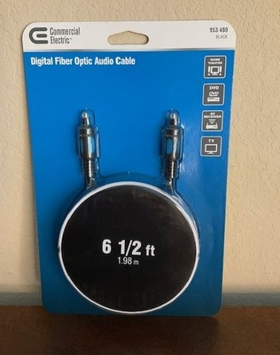 Commercial Electric 6-1/2 ft. Black Digital Fiber Optical Audio Cable