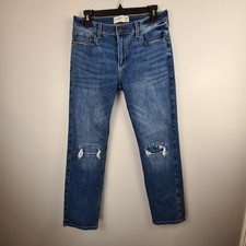 Abercrombie Kids Straight Leg Distressed Jeans Medium Wash Size 15/16 Regular