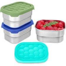 Stainless Steel Snack Containers for 8 oz Leak Proof Easy Open Toddler