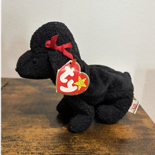 Ty Beanie Babies - GIGI the Black Poodle - Plush with Red Ribbon  Heart Tag