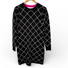 Eliza J Black and White Diamond Pattern Dress Size S EUC