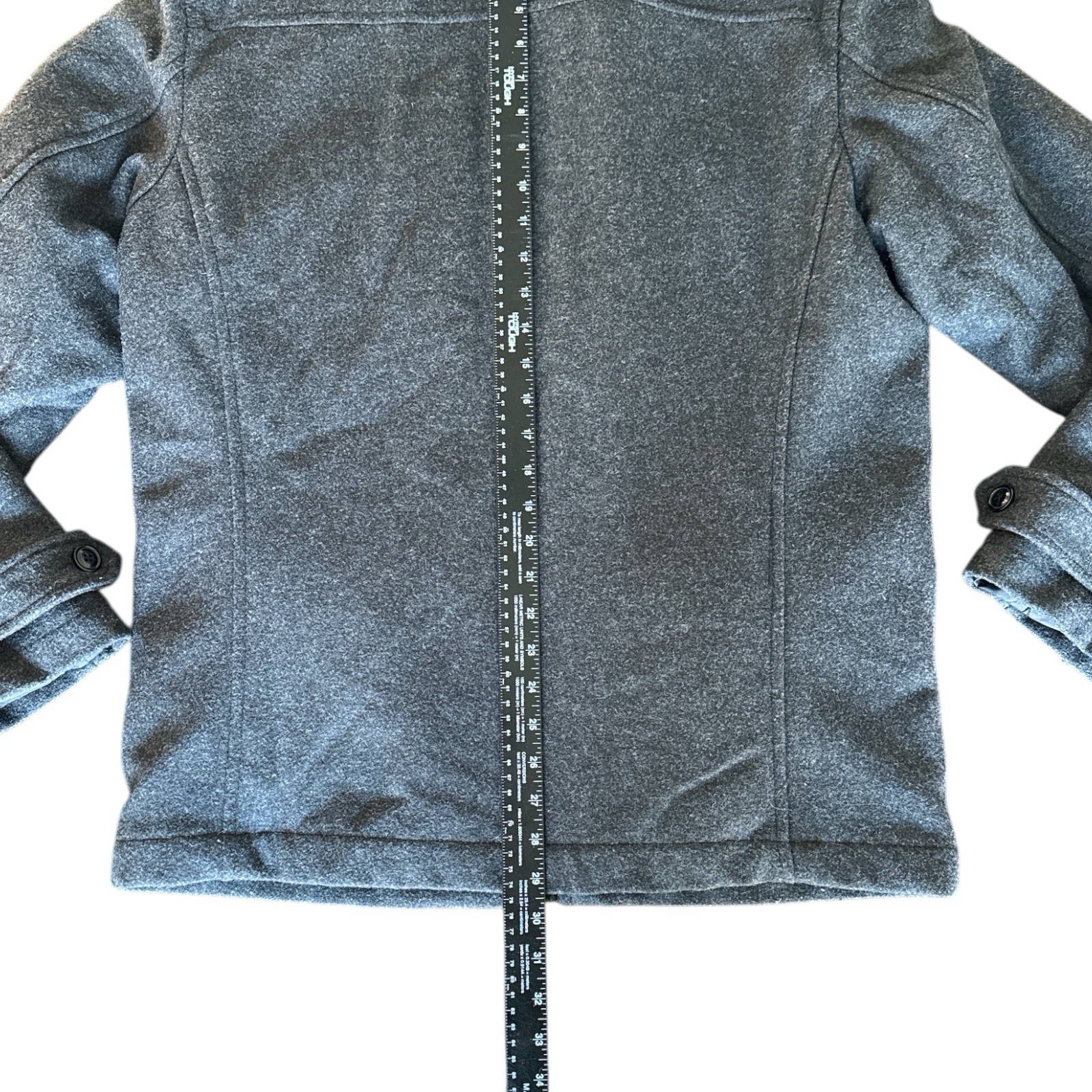 Gap Wool Gray Jacket Button Up Front Pockets Long… - image 7