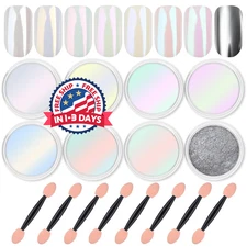 8 Polvo Para Uñas Cromado Con Efecto Holográfico Aurora Iridiscente, Nacarado US