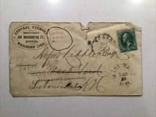 Rare 1880s Central Vermont Railroad Line Mast Yard NH Cancel 3c Postal Cover