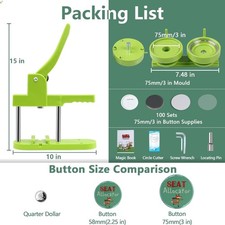 Button Maker Machine, 75mm3 inch DIY Pin Button Maker Press Machine Kit, Badg...