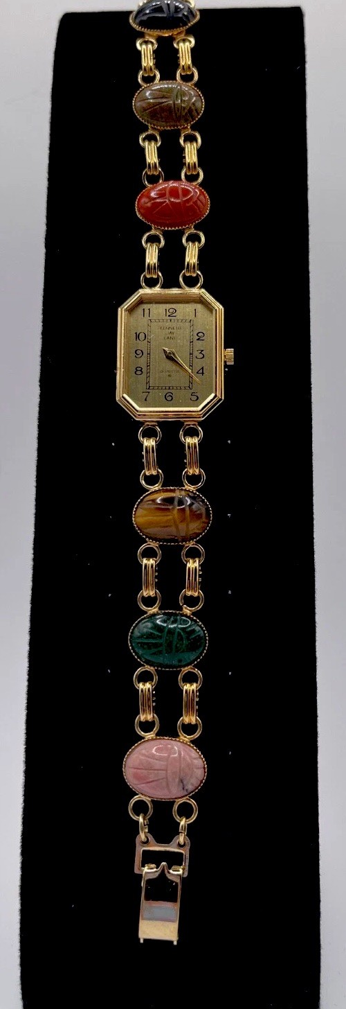 Kenneth Jay Lane Scarab Gemstone Link Watch Works… - image 2
