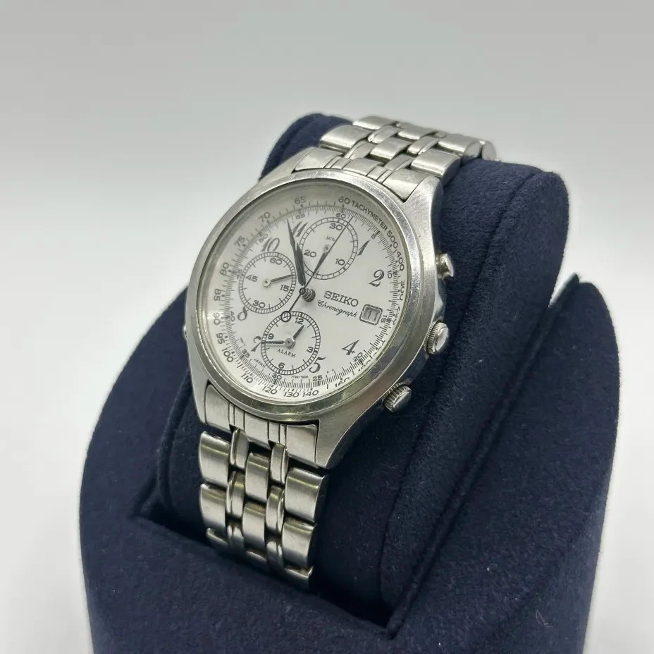 Seiko Chronograph 7T32 -7C60 Quartz Stainless Steel Panda Dial