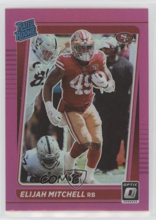 2021 Panini Donruss Optic Rated Rookie Pink Prizm Elijah Mitchell #291 0m55