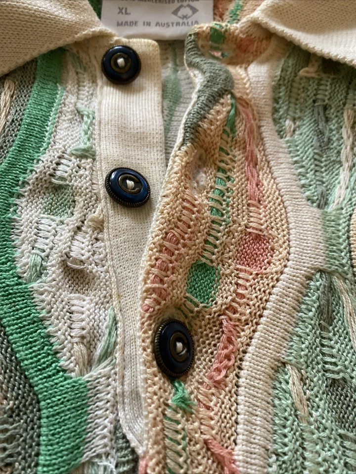 Vintage Coogi Biggie Sweater Pastel Multicolored 3D Collared Short Sleeve XL - Image 3 of 4